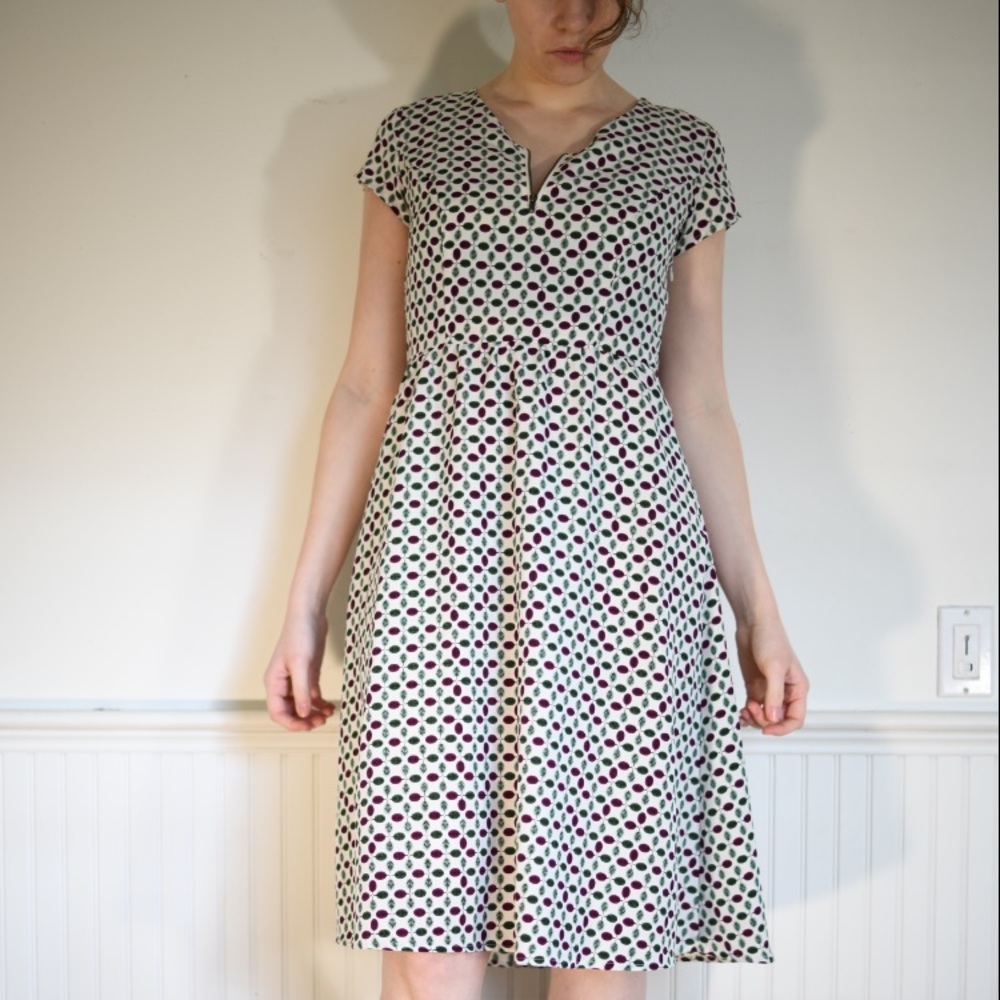 Retro print midi dress